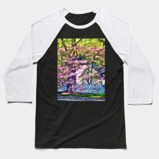 Spring - White Picket Fence by Flowering Trees Baseball T-Shirt